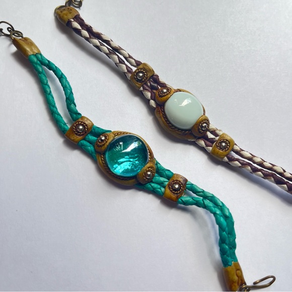 🛍️ Purple and blue glass woven bracelets set - Picture 6 of 8